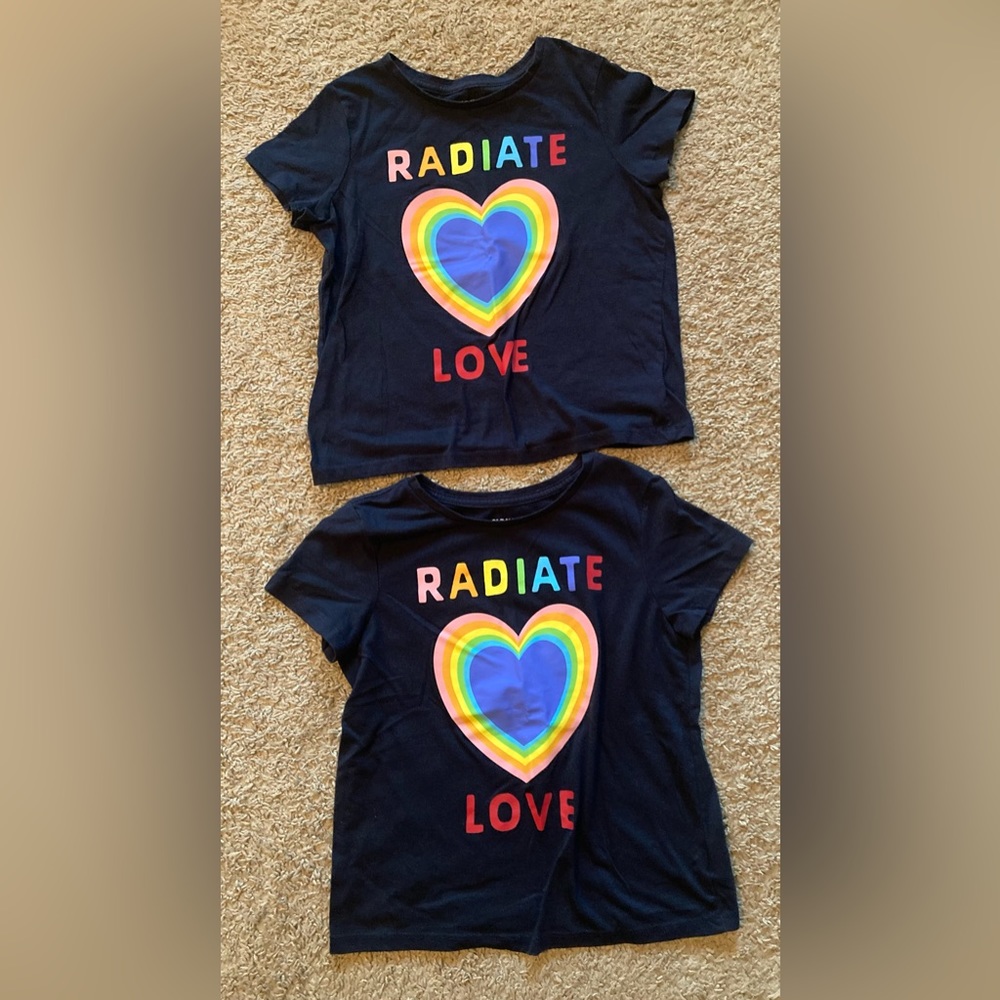 2 Old Navy ‘Radiate Love’ T-shirts. Size Large.